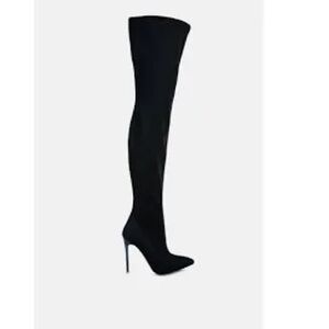 Black over the knee suede stiletto boots